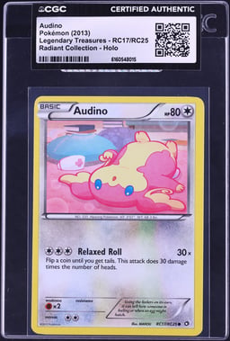 2013 Pokemon Black & White Legendary Treasures Radiant Collection Holo Audino #RC17 CGC AUTH