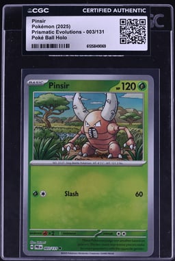 2025 Pokemon Scarlet & Violet Prismatic Evolutions Poke Ball Holo Pinsir #3 CGC AUTH