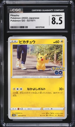 2022 Pokemon Japanese Sword & Shield Pokemon GO Pikachu #27 CGC 8.5 NM-MT+