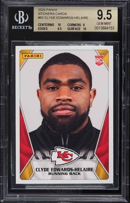 2020 Panini Stickers Cards Clyde Edwards-Helaire ROOKIE #82 BGS 9.5 GEM MINT