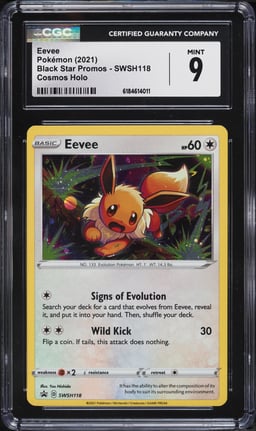 2021 Pokemon Sword & Shield Black Star Promo Cosmos Holo Eevee #SWSH118 CGC 9 MINT