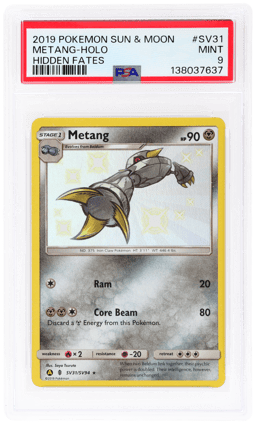 2019 Pokemon Sun and Moon Hidden Fates Shiny Vault Holo Metang #SV31 PSA 9