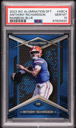 2023 Wild Card Alumination Rainbow-Blue Anthony Richardson ROOKIE #ABC4 PSA 10
