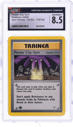 2000 Pokemon Gym Heroes 1st Edition Pewter City Gym #115 CGC 8.5
