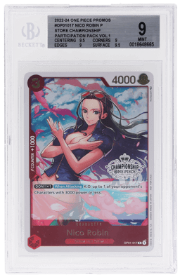 2022 One Piece Promo Store Championship Participation Pack Volume 1 Nico Robin #OP01017 BGS 9