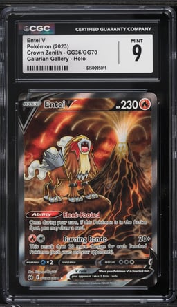 2023 Pokemon Sword & Shield Crown Zenith Galarian Gallery Alt Art Entei V #GG36 CGC 9 MINT
