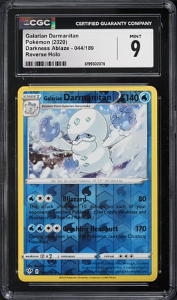 2020 Pokemon Sword & Shield Darkness Ablaze Reverse Holo Galarian Darmanitan #044 CGC 9 MINT
