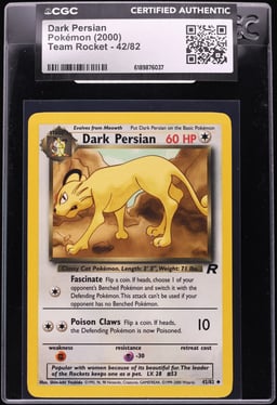 2000 Pokemon Team Rocket Dark Persian #42 CGC AUTH