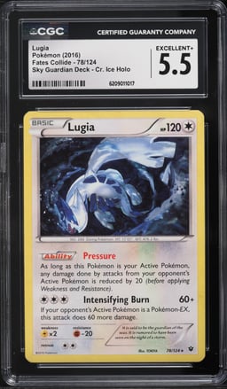 2016 Pokemon XY Fates Collide Sky Guardian Deck Cracked Ice Holo Lugia #78 CGC 5.5 EX+