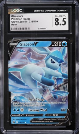 2023 Pokemon Sword & Shield Crown Zenith Alt Art Glaceon V #38 CGC 8.5 NM-MT+