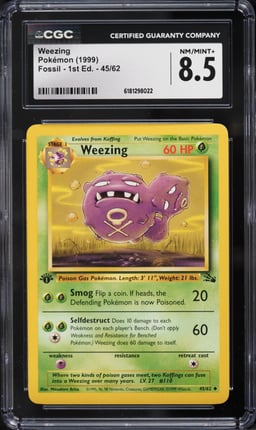 1999 Pokemon Fossil 1st Edition Weezing #45 CGC 8.5 NM-MT+