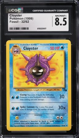 1999 Pokemon Fossil Cloyster #32 CGC 8.5 NM-MT+