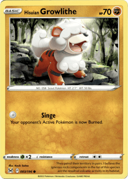 2022 Hisuian Growlithe #83 Lost Origin