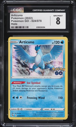 2022 Pokemon Japanese Sword & Shield GO Holo Articuno #24 CGC 8 NM-MT