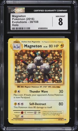 2016 Pokemon XY Evolutions Holo Magneton #38 CGC 8 NM-MT