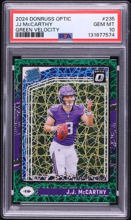 2024 Donruss Optic Green Velocity J.J. McCarthy ROOKIE #235 PSA 10 GEM MINT