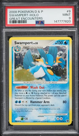 2008 Pokemon Diamond & Pearl Great Encounters Holo Swampert #9 PSA 9 MINT