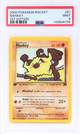 2000 Pokemon Team Rocket 1st Edition Mankey #61 PSA 9