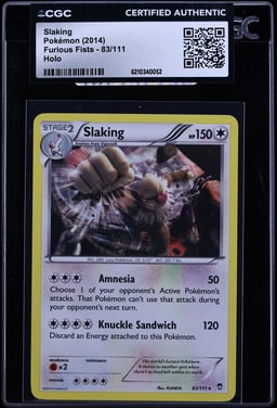 2014 Pokemon Furious Fists Holo Slaking #83 CGC AUTH