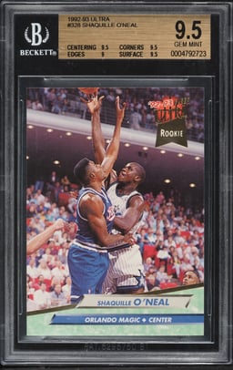 1992 Ultra Basketball Shaquille O'Neal ROOKIE #328 BGS 9.5 GEM MINT
