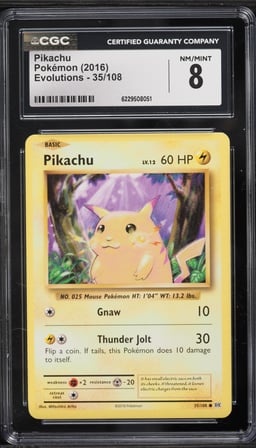 2016 Pokemon XY Evolutions Pikachu #35 CGC 8 NM-MT