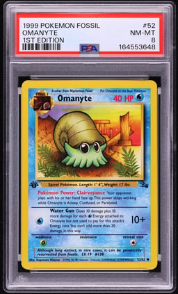 1999 Pokemon Fossil 1st Edition Omanyte #52 PSA 8 NM-MT