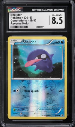 2016 Pokemon XY Generations Reverse Holo Shellder #19 CGC 8.5 NM-MT+