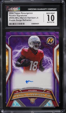 2024 Topps Resurgence Purple Surge Refractor Marvin Harrison Jr. ROOKIE AUTO /75 #RRSMHJ CGC 10