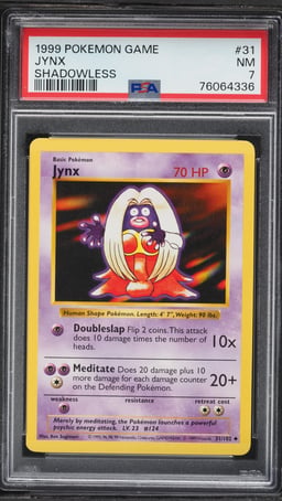 1999 Pokemon Base Set Shadowless Jynx #31 PSA 7 NRMT
