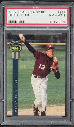 1992 Classic 4 Sport Derek Jeter ROOKIE #231 PSA 8 NM-MT