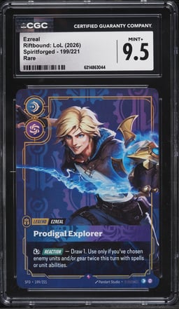 2026 Riftbound League Of Legends LoL Spiritforged Ezreal #199 CGC 9.5 MINT+