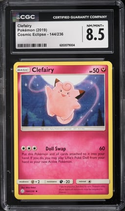 2019 Pokemon Sun & Moon Cosmic Eclipse Clefairy #144 CGC 8.5 NM-MT+