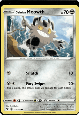 2020 Galarian Meowth #112 Vivid Voltage