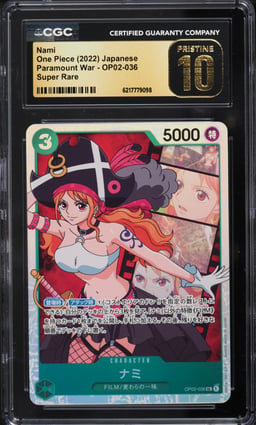 2023 One Piece Japanese Paramount War SR Nami #OP02-036 CGC 10 PRISTINE