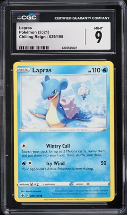 2021 Pokemon Sword & Shield Chilling Reign Lapras #029 CGC 9 MINT