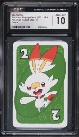 2021 Pokemon Japanese Playing Cards Pocket UNO Green Scorbunny #2 CGC 10 GEM MINT