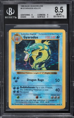 1999 Pokemon Base Set Shadowless Holo Gyarados #6 BGS 8.5 NM-MT+
