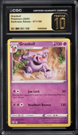 2020 Pokemon Sword & Shield Darkness Ablaze Granbull #071 CGC 10 PRISTINE