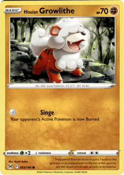 2022 Hisuian Growlithe #83 Lost Origin