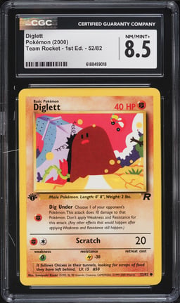 2000 Pokemon Team Rocket 1st Edition Diglett #52 CGC 8.5 NM-MT+