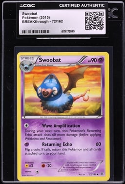 2015 Pokemon XY BREAKthrough Swoobat #72 CGC AUTH