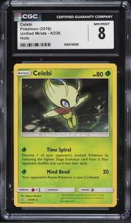 2019 Pokemon Sun & Moon Unified Minds Holo Celebi #4 CGC 8 NM-MT
