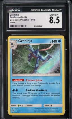 2019 Pokemon Sun & Moon Detective Pikachu Holo Greninja #9 CGC 8.5 NM-MT+