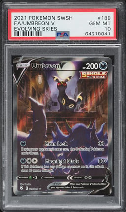 2021 Pokemon Sword & Shield Evolving Skies Alt Art Umbreon V #189 PSA 10 GEM MINT