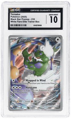 2025 Pokemon Scarlet and Violet Black Star White Flare Promo Elite Trainer Box Tornadus #210 CGC 10