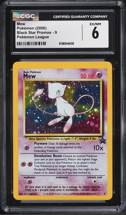 2000 Pokemon League Black Star Promo Holo Mew #9 CGC 6 EXMT