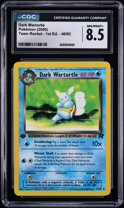 2000 Pokemon Team Rocket 1st Edition Dark Wartortle #46 CGC 8.5 NM-MT+