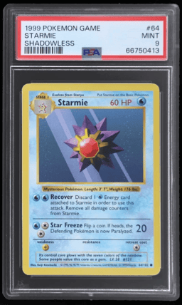 1999 Pokemon Base Set Shadowless Starmie #64 PSA 9