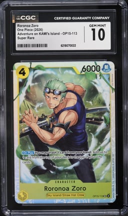 2026 One Piece Adventure On Kami's Island SR Roronoa Zoro #OP15-113 CGC 10 GEM MINT