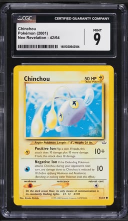 2001 Pokemon Neo Revelation Chinchou #42 CGC 9 MINT
